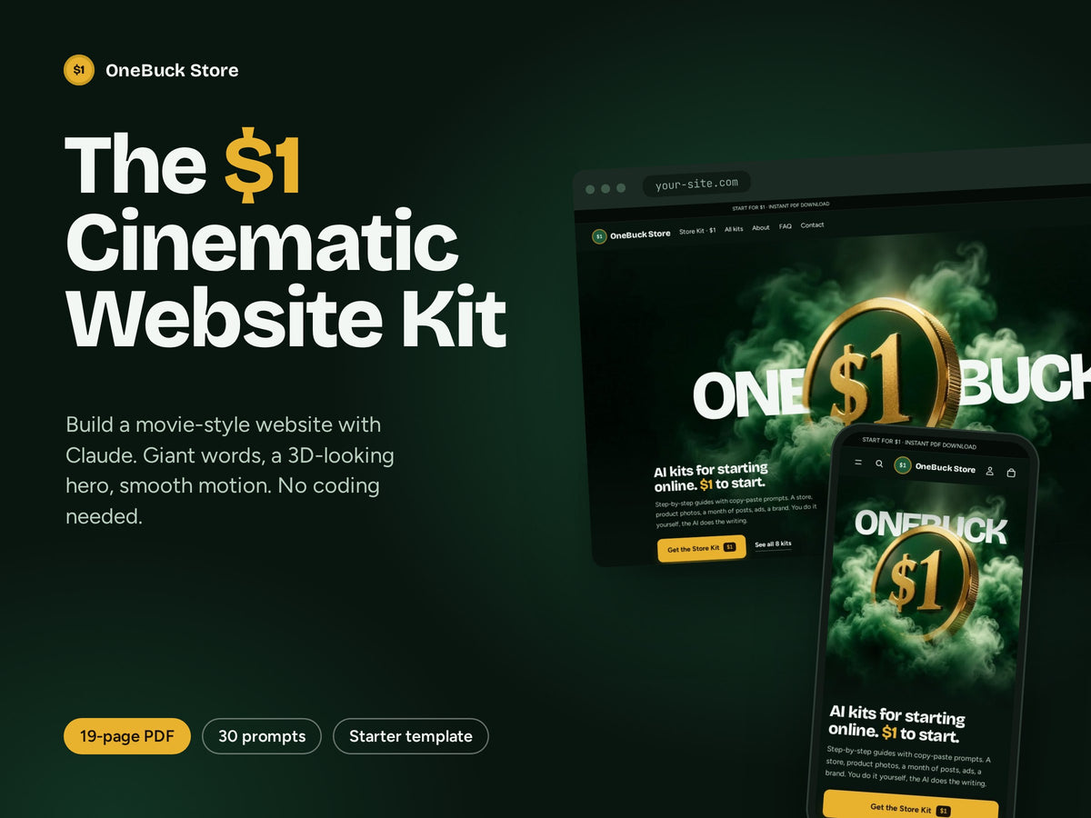 The $1 Cinematic Website Kit cover
